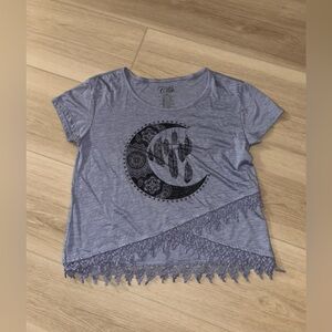 Purple Cropped Tee with lace